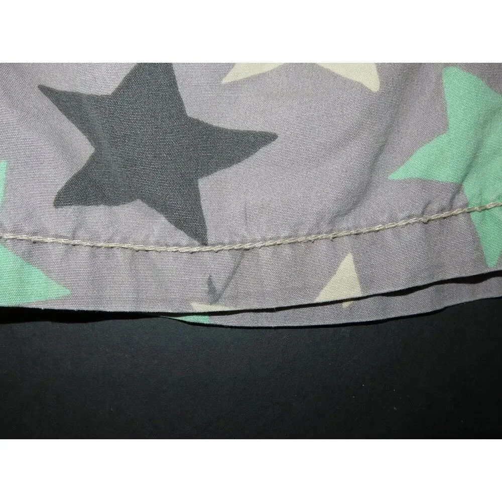 Mini Boden boys shorts 6 star print gray green black techno board pull on waist
